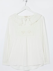 FatFace Natural Francesca Embroidered Blouse - Image 4 of 4