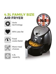 Tower Black Vortx 4.3L Manual Air Fryer - Image 2 of 8