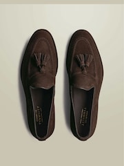 Charles Tyrwhitt Brown Chocolate Brown Suede Tassel Loafers - Image 3 of 4