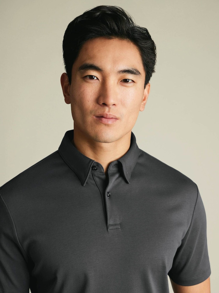 Qrafit Boz - Charles Tyrwhitt Qısa Qollu Polo Köynək - 5şəkildən 2 şəkil