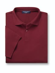 Czerwony - Charles Tyrwhitt Shorts Sleeve Cotton Stretch Smart Pique Polo Shirt - Obraz 3 z 5