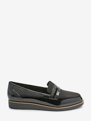 Black Material Mix Extra Wide Fit Forever Comfort® Brogue Detail Chunky Sole Forever Comfort Loafers - Image 1 of 4