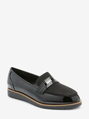 Black Material Mix Extra Wide Fit Forever Comfort® Brogue Detail Chunky Sole Forever Comfort Loafers - Image 2 of 4