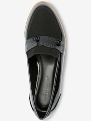 Black Material Mix Extra Wide Fit Forever Comfort® Brogue Detail Chunky Sole Forever Comfort Loafers - Image 3 of 4