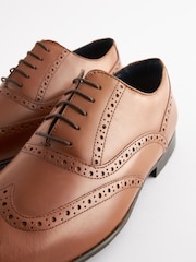 Tan Brown Wide Fit Leather Oxford Brogue Shoes - Image 3 of 6