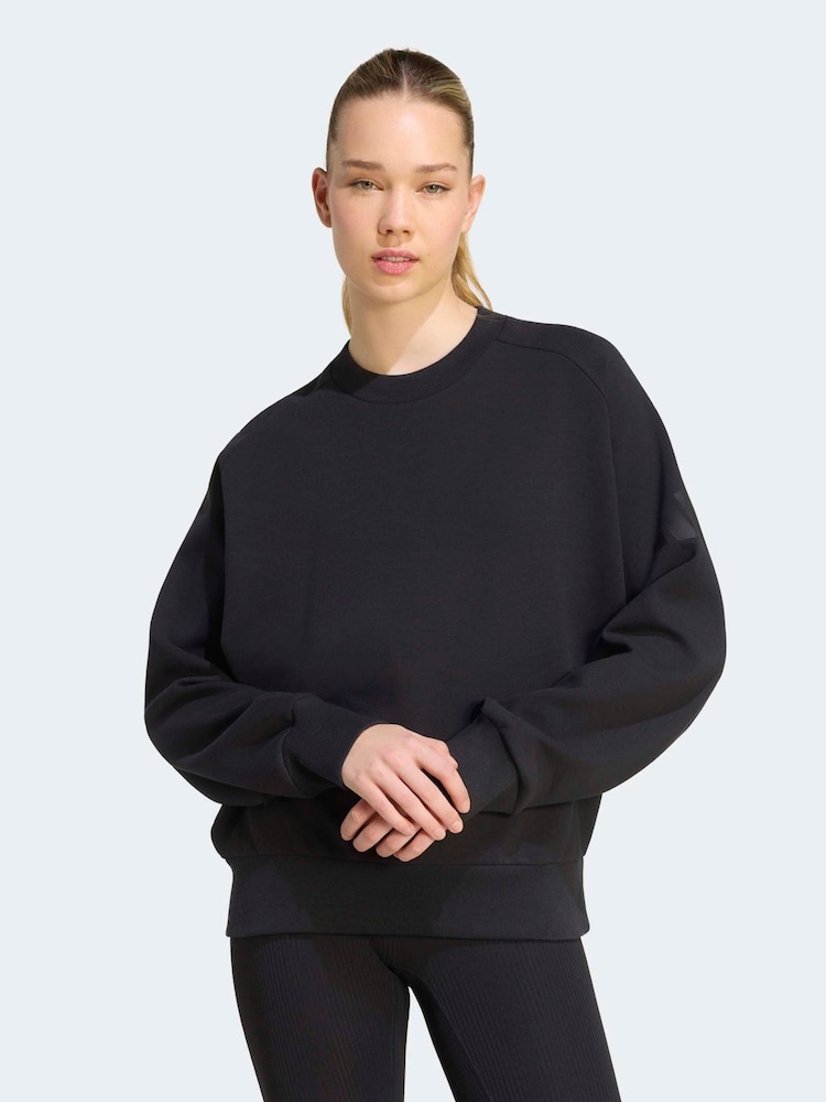 adidas Black Soft Lux Loose Sweatshirt - Image 1 of 6 adidas Black Soft Lux Loose Sweatshirt - Image 1 of 6