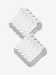 White/Grey 10 Pack Cushioned Trainers Socks - Image 1 of 2