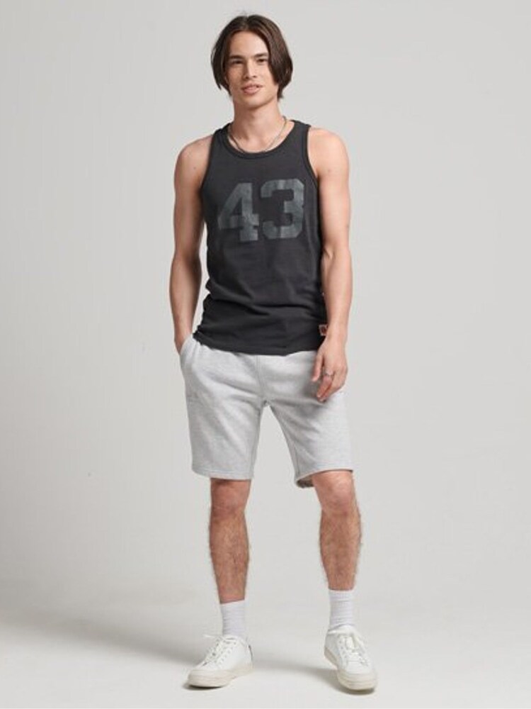 Superdry Grey Organic Cotton Vintage Logo Jersey Shorts - Image 1 of 6