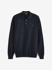 Navy with Stag Embroidery Regular Knitted Polo Shirt - Image 1 of 2