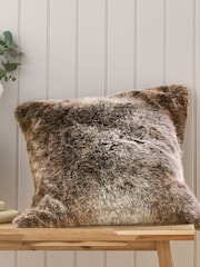Laura Ashley Chocolate Brown Hexham Faux Fur Cushion - Image 1 of 2