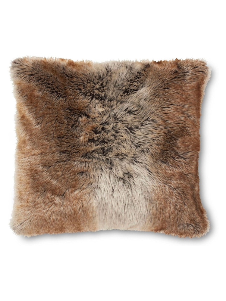 Laura Ashley Chocolate Brown Hexham Faux Fur Cushion - Image 2 of 2
