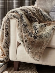 Laura Ashley Chocolate Brown Hexham Faux Fur Throw - Image 1 of 2
