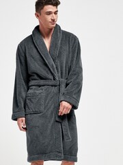 Slate Grey Fleece Dressing Gown - Image 1 of 1