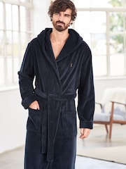 Navy Blue Supersoft Hooded Dressing Gown - Image 1 of 3