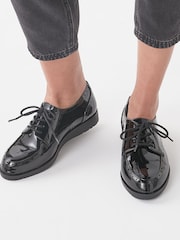 Black Extra Wide Fit Forever Comfort® EVA Lace-Up Patent Shoes - Image 1 of 11