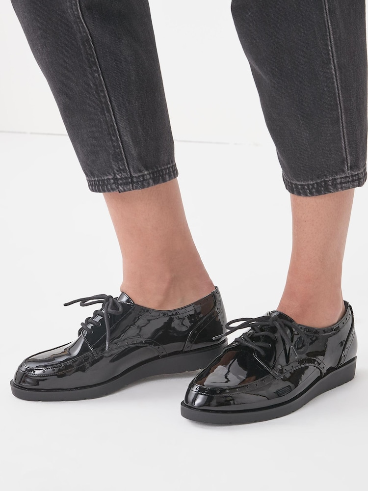Black Extra Wide Fit Forever Comfort® EVA Lace-Up Patent Shoes - Image 2 of 11