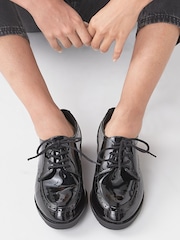Black Extra Wide Fit Forever Comfort® EVA Lace-Up Patent Shoes - Image 4 of 11