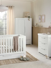 Mamas & Papas 3 Piece White Wash Franklin Cot Bed Range with Dresser and Wardrobe - Image 1 of 10