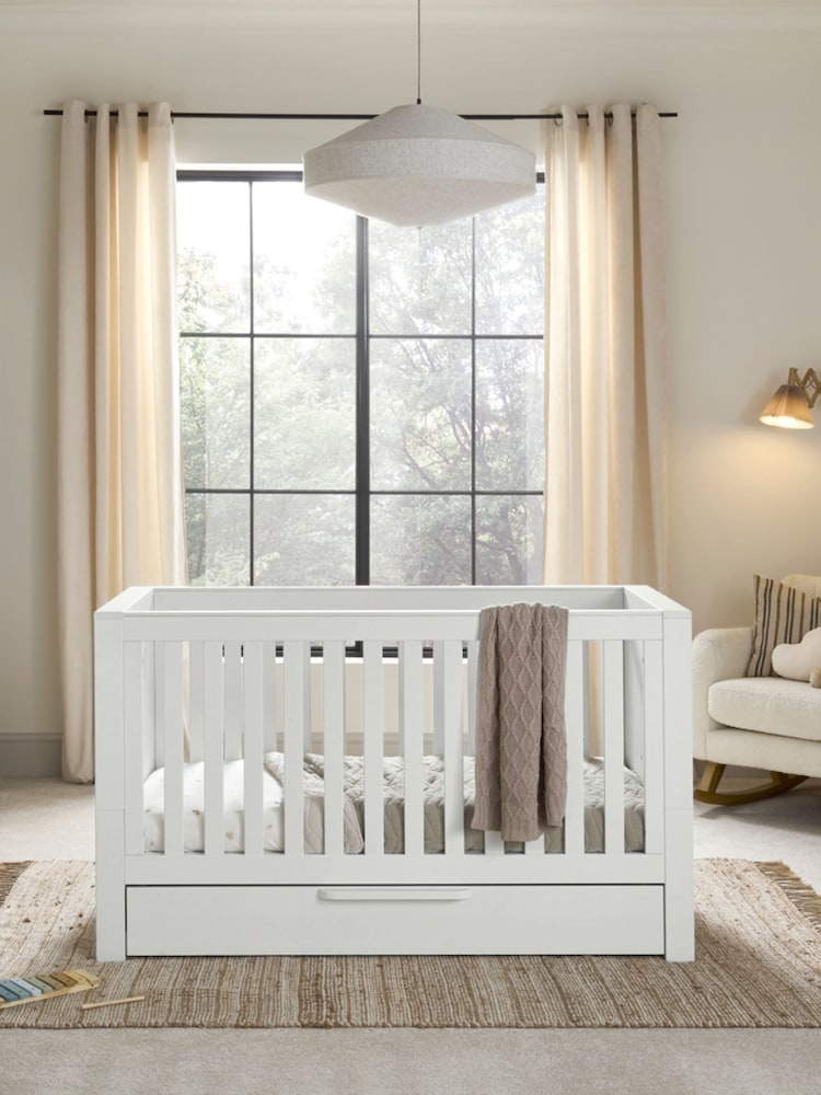 Mamas & Papas 3 Piece White Wash Franklin Cot Bed Range with Dresser and Wardrobe - Image 2 of 10