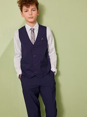 Navy Blue Waistcoat, Blue Shirt & Tie Set Waistcoat (12mths-16yrs) - Image 2 of 6