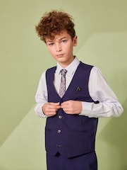 Navy Blue Waistcoat, Blue Shirt & Tie Set Waistcoat (12mths-16yrs) - Image 3 of 6