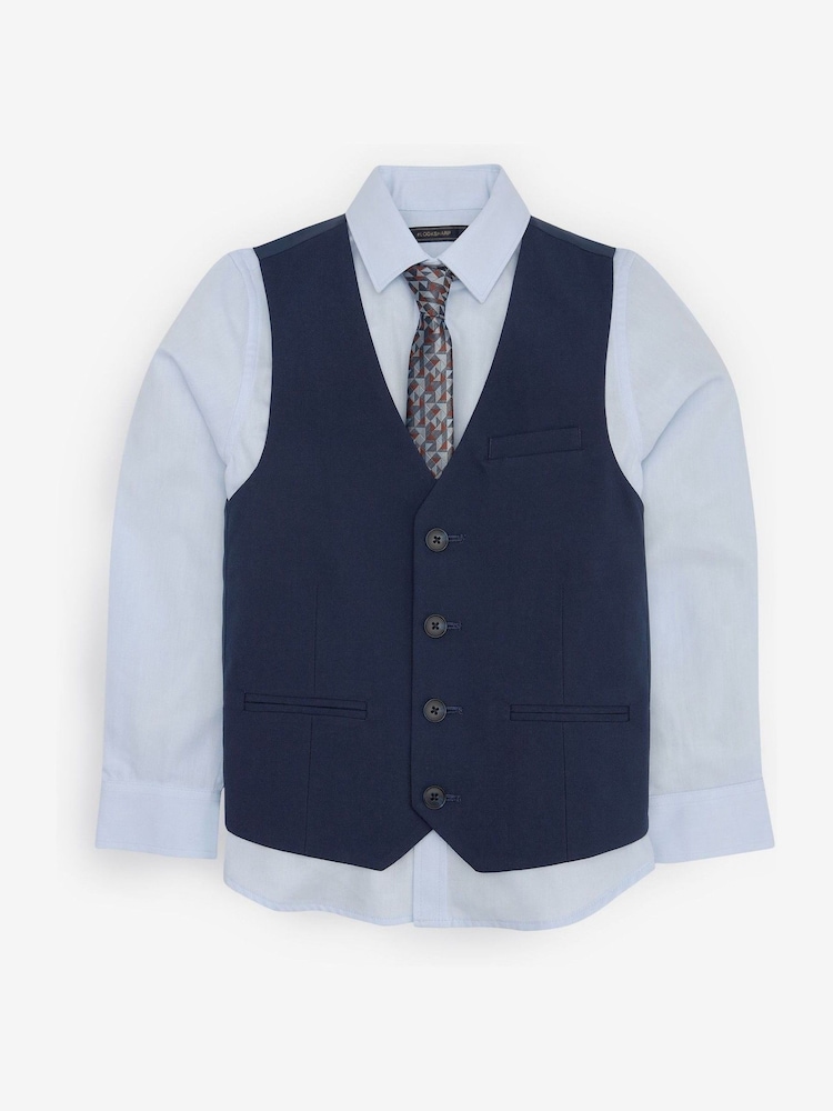 Ensemble gilet, chemise Bleu et cravate Bleu bleu marine - Gilet (12mths-16yrs) - Image 4 of 6