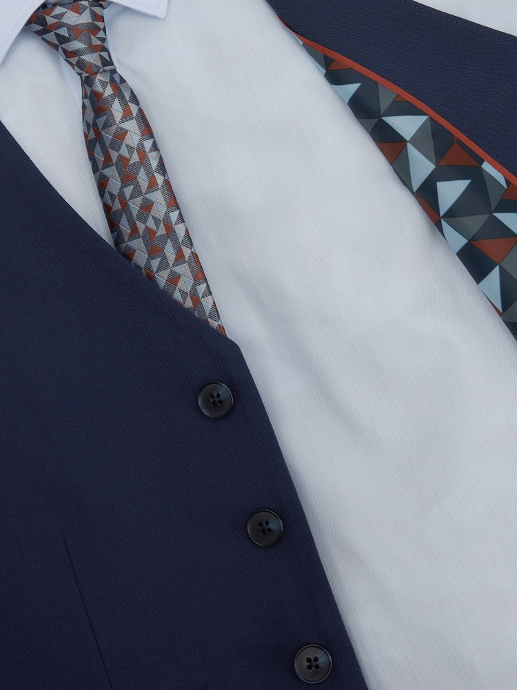 Navy Blue Waistcoat, Blue Shirt & Tie Set Waistcoat (12mths-16yrs) - Image 6 of 6