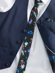 Navy Blue Waistcoat, White Shirt & Tie Set Waistcoat (12mths-16yrs) - Image 4 of 5