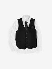 Black Waistcoat, Shirt & Plain Tie Set Waistcoat (12mths-16yrs) - Image 1 of 3