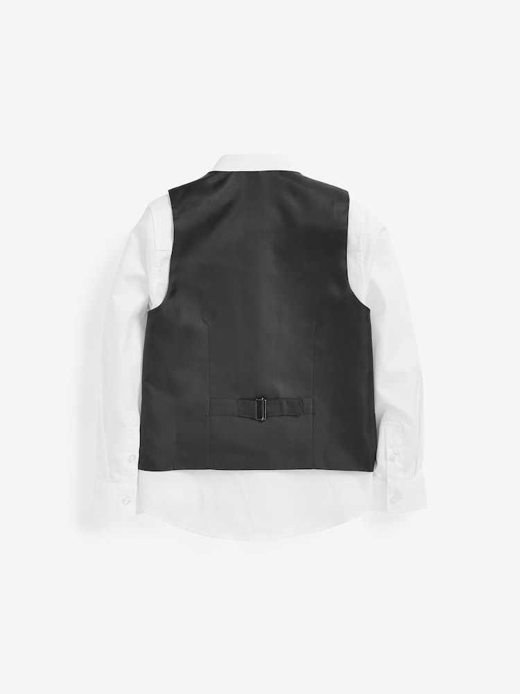 Black Waistcoat, Shirt & Plain Tie Set Waistcoat (12mths-16yrs) - Image 2 of 3