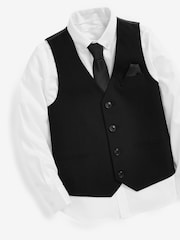 Black Waistcoat, Shirt & Plain Tie Set Waistcoat (12mths-16yrs) - Image 3 of 3