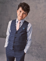 Gilet à carreaux bleus, Ensemble Chemises Bleu Chemises & Cravate - Gilet (12mths-16yrs) - Image 1 de 6