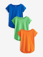 Blue/Orange/Green 100% Cotton Cap Sleeve T-Shirts 3 Pack - Image 1 of 5