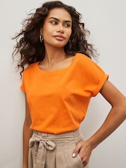 Blue/Orange/Green 100% Cotton Cap Sleeve T-Shirts 3 Pack - Image 2 of 5