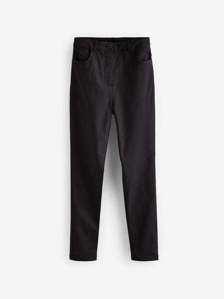 Dark Black Longer Length Skinny Fit Stretch High Waist School Trousers (9-18yrs) - Image 5 of 5
