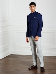 Blau - Anzug mit Nehru-Kragen: Jacke - Bild 2 von 10
