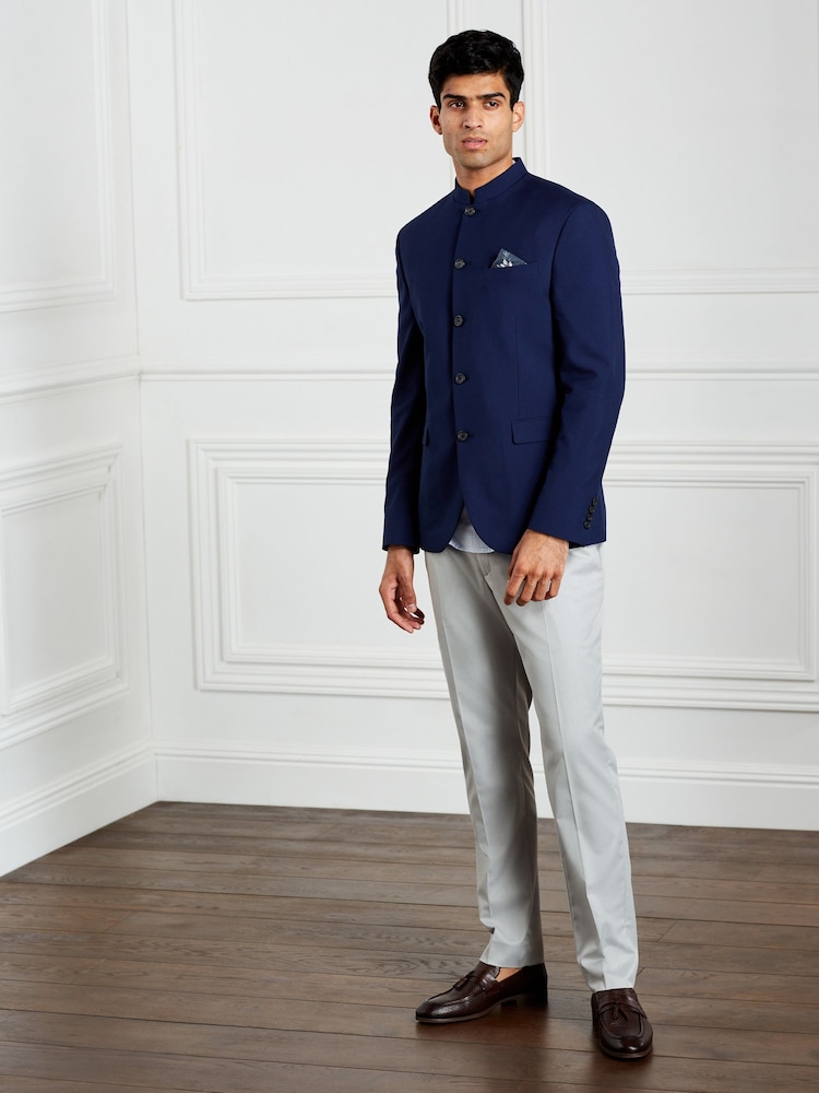 Blau - Anzug mit Nehru-Kragen: Jacke - Bild 2 von 10 Blau - Anzug mit Nehru-Kragen: Jacke - Bild 2 von 10