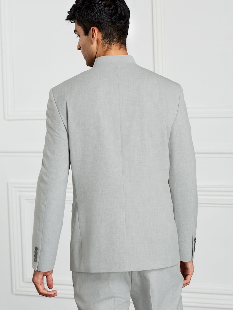 Hellgrau - Anzug mit Nehru-Kragen: Jacke - Bild 2 von 10 Hellgrau - Anzug mit Nehru-Kragen: Jacke - Bild 2 von 10
