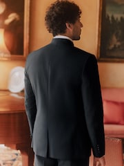 Navy Slim Nehru Collar Suit: Jacket - Image 2 of 8