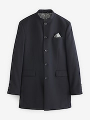 Navy Slim Nehru Collar Suit: Jacket - Image 4 of 8