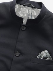 Navy Slim Nehru Collar Suit: Jacket - Image 5 of 8