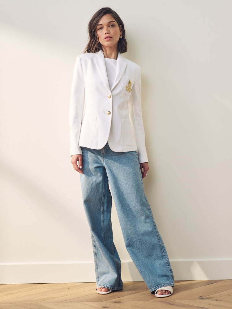 Blanco - Chaqueta tipo blazer con logo de escudo Anfisa de Lauren Ralph Lauren - Imagen 2 de 7 Blanco - Chaqueta tipo blazer con logo de escudo Anfisa de Lauren Ralph Lauren - Imagen 2 de 7