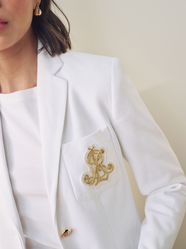 Biały - Blezer Lauren Ralph Lauren Anfisa z emblematem i logo - Image 4 of 7
