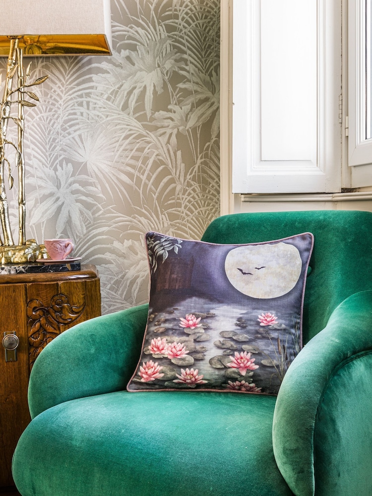 The Chateau by Angel Strawbridge Blue Moonlit Lily Garden Cushion - Image 2 of 4 The Chateau by Angel Strawbridge Blue Moonlit Lily Garden Cushion - Image 2 of 4