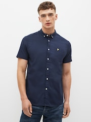 Lyle & Scott Navy Blue Cotton Short Sleeve Oxford Shirt - Image 1 of 8