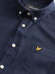 Lyle & Scott Navy Blue Cotton Short Sleeve Oxford Shirt - Image 6 of 8