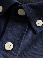 Lyle & Scott Navy Blue Cotton Short Sleeve Oxford Shirt - Image 8 of 8