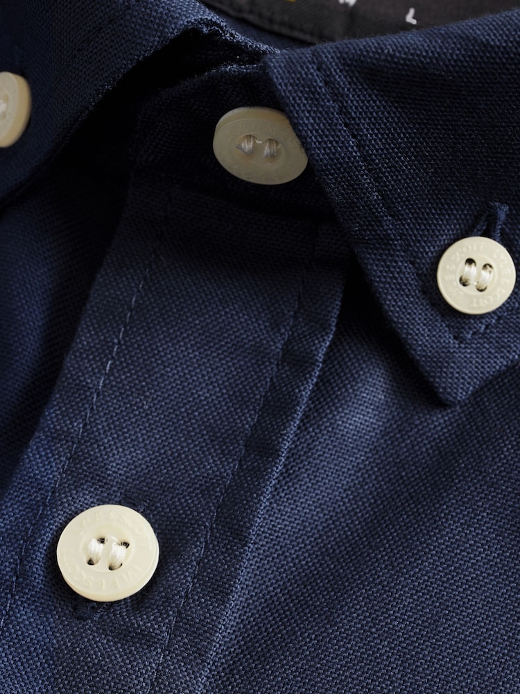 Lyle & Scott Navy Blue Cotton Short Sleeve Oxford Shirt - Image 8 of 8