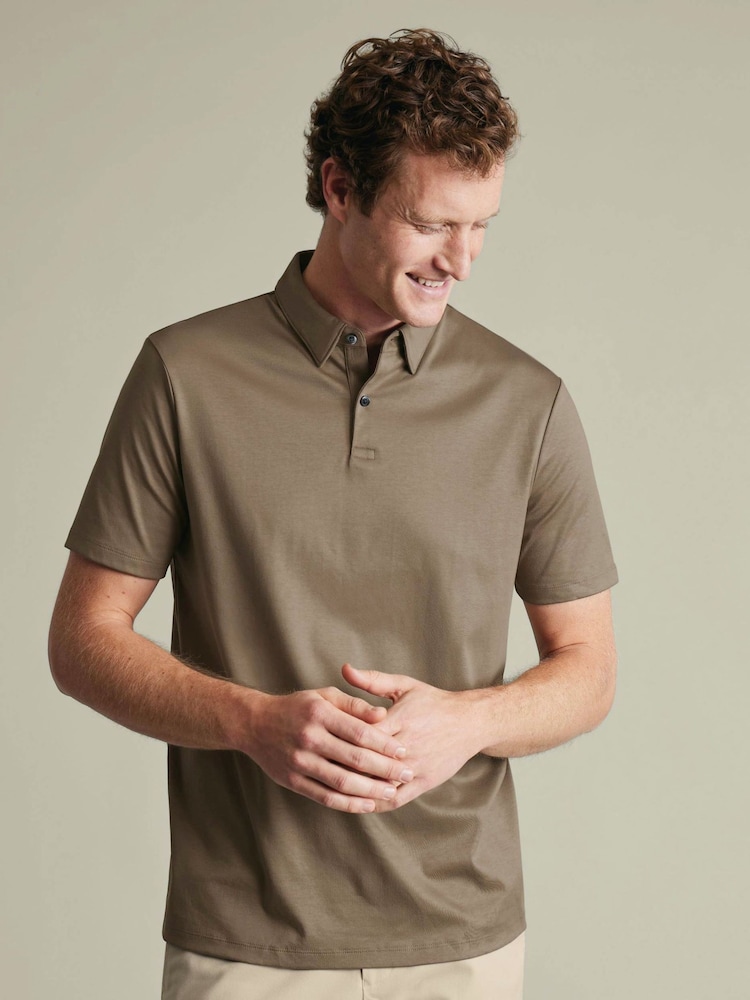 Mocha Brown - Charles Tyrwhitt Qısa Qollu Polo Köynək - 6şəkildən 1 şəkil