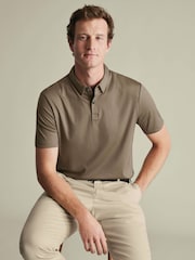 Mocha Brown - Charles Tyrwhitt Qısa Qollu Polo Köynək - 6şəkildən 2 şəkil